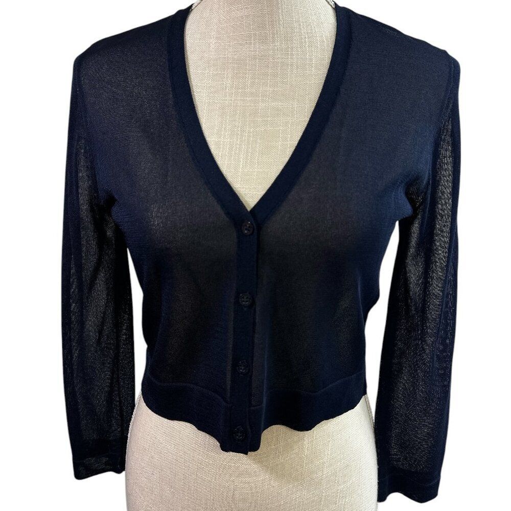 Lauren Ralph Lauren Knit Cardigan Navy Blue Women's sz s Classic Preppy Nautical